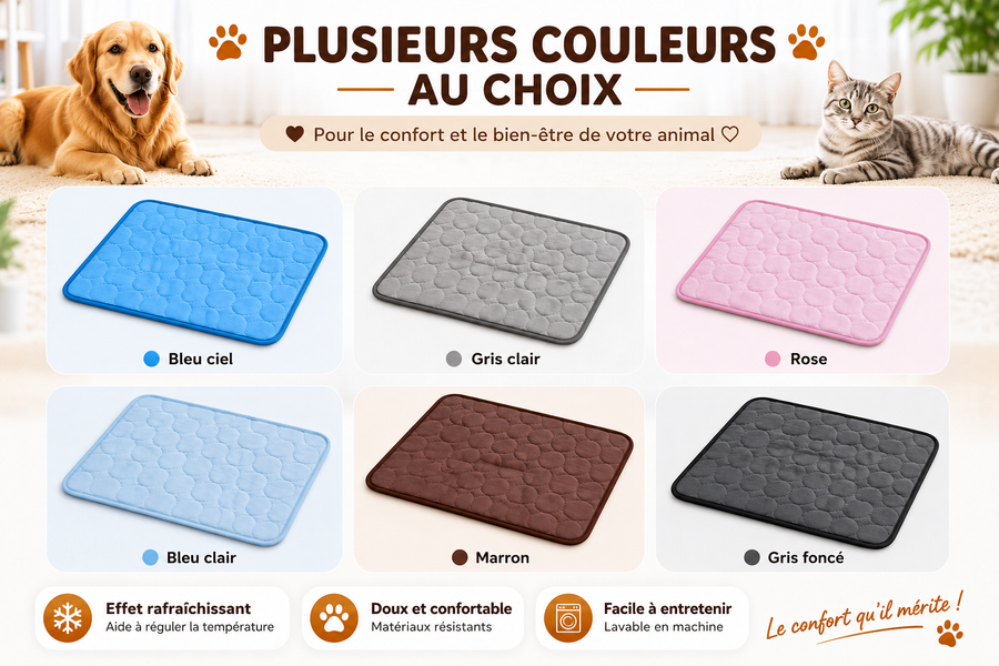Tapis rafraîchissants pour chien et chat disponibles en six couleurs